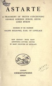 Cover of: Astarte by Lovelace, Ralph Gordon Noel Milbanke 2d earl of