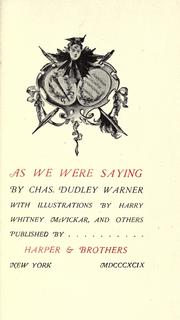 Cover of: As we were saying by Charles Dudley Warner