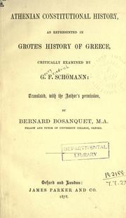 Cover of: Athenian constitutional history by Georg Friedrich Schömann