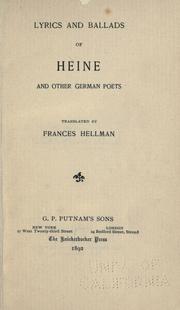 Cover of: Lyrics and ballads of Heine and other German poets