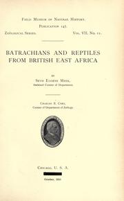 Cover of: Batrachians and reptiles from British East Africa.