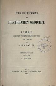 Cover of: Über den Ursprung der homerischen Gedichte.: 5. Aufl.  Besorgt von R. Neubauer.
