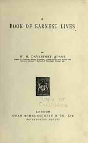 Cover of: A book of earnest lives. by W. H. Davenport Adams