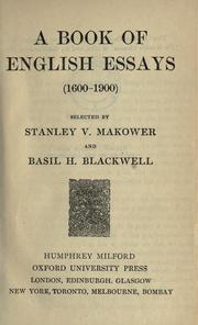 Cover of: A book of English essays (1600-1900)