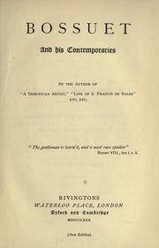 Cover of: Bossuet and his contemporaries
