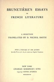 Cover of: Brunetière's essays in French literature by Ferdinand Brunetière