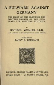 Cover of: A bulwark against Germany by Bogumil Vošnjak