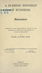 Cover of: A Burmese historian of Buddhism. by Mabel Haynes Bode