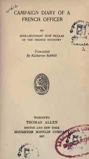 Cover of: Campaign diary of a French officer