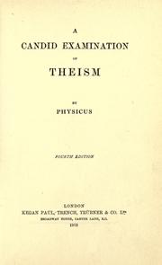 Cover of: A candid examination of theism by George John Romanes