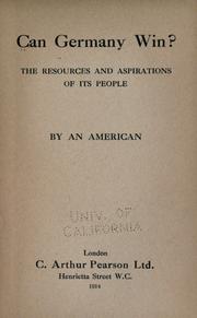 Cover of: Can Germany win? by by an American.