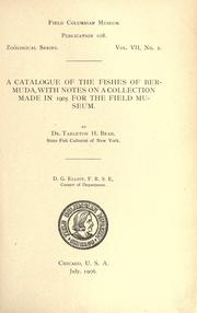 Cover of: catalogue of the fishes of Bermuda, with notes on a collection made in 1905 for the Field Museum