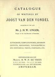 Cover of: Catalogue of writings by Joost van den Vondel