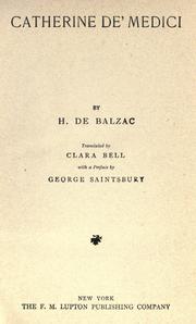 Catherine De Medici by Honoré de Balzac
