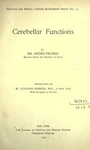 Cover of: Cerebellar functions