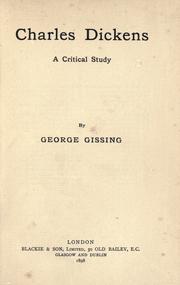 Cover of: Charles Dickens, a critical study.