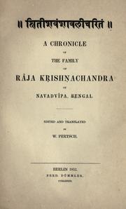 Cover of: A chronicle of the family of Râja Krishnachandra of Navadvpa, Bengal