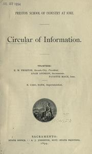 Cover of: Circular of information by Preston School of Industry.