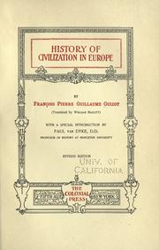 Cover of: The history of civilization in Europe by François Guizot