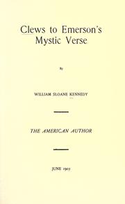Cover of: Clews to Emerson's mystic verse by William Sloane Kennedy.