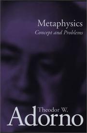 Cover of: Metaphysics by Theodor W. Adorno