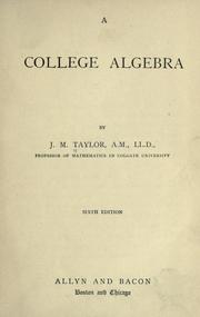 Cover of: A college algebra