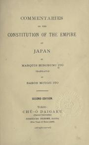 Cover of: Commentaries on the constitution of the empire of Japan