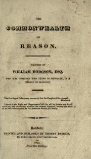 Cover of: The commonwealth of reason. by Hodgson, William