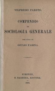 Cover of: Compendio de sociologia generale by Vilfredo Pareto