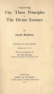 Cover of: Concerning the three principles of the divine essence