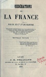 Cover of: Considerations sur la France by Joseph Marie de Maistre