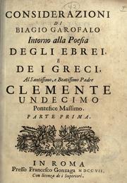 Cover of: Considerazioni intorno alla poesia degli ebrei e dei greci.