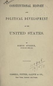Cover of: Constitutional history and political development of the United States.