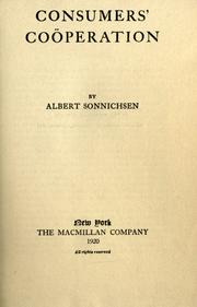 Cover of: Consumers' coöperation by Albert Sonnichsen