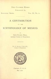 Cover of: A contribution to the ichthyology of Mexico. by Seth Eugene Meek