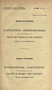 Cover of: Convention internationale pour la suppression de la traite des femmes et des enfants.