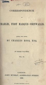 Cover of: Correspondence of Charles, first Marquis Cornwallis by Cornwallis, Charles Cornwallis Marquis