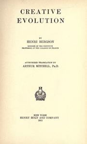 Cover of: Creative evolution by Henri Bergson