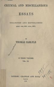 Cover of: Critical and miscellaneous essays by Thomas Carlyle