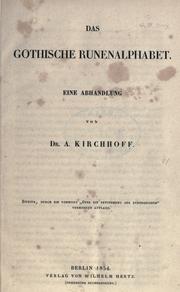 Cover of: Das gothische Runenalphabet by Adolf Kirchhoff