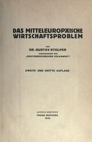 Cover of: Mitteleuropäische Wirtschaftsproblem.