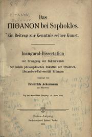 Das Pithanon bei Sophokles by Friedrich Ackermann