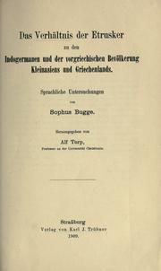 Cover of: Das Verhältnis der Etrusker zu den Indogermanen und der vorgriechischen Bevölkerung Kleinasies und Griechenlands