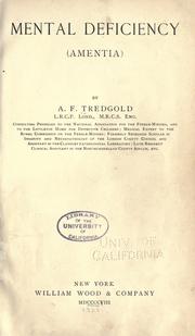 Cover of: Mental deficiency (amentia) by Alfred Frank Tredgold