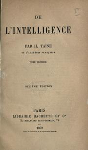 Cover of: De l'intelligence. by Hippolyte Taine