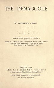 Cover of: The demagogue by David Ross Locke