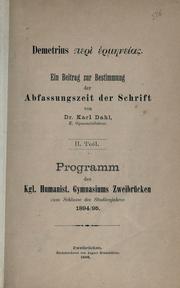 Cover of: Demetrius Peri hermeneias.: Ein Beitrag zur Bestimmung der Abfassungszeit der Schrift.