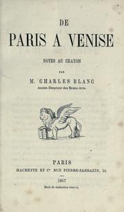 Cover of: De Paris à Venise by Blanc, Charles