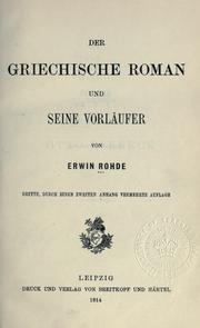 Cover of: Der griechische Roman und seine Vorläufer. by Erwin Rohde, Erwin Rohde