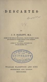 Cover of: Descartes by Mahaffy, John Pentland Sir